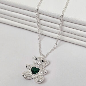 Cadena Osito Corazón Verde