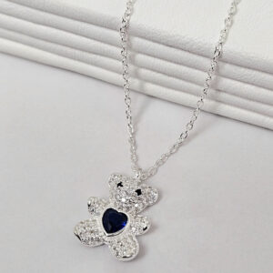 Cadena Osito Corazón Azul