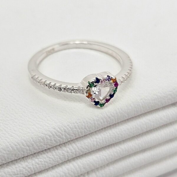 Anillo Corazón con Piedras de Colores - Image 3