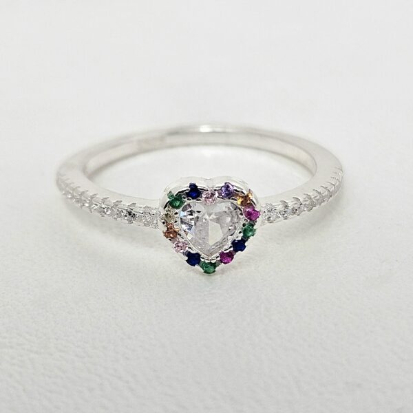 Anillo Corazón con Piedras de Colores - Image 2