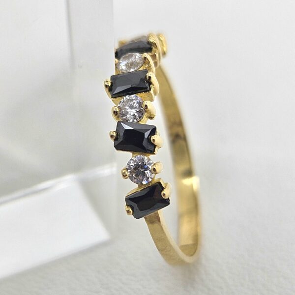 Anillo Baguette Intercalado Negro