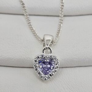 Dije Centro Corazón Lila con Piedras