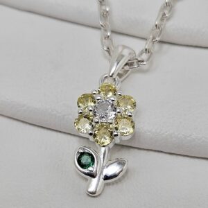 Dije Flor Tallo con Piedras