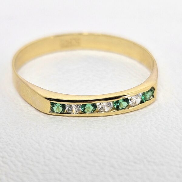 Anillo Fino con Piedras Verdes y Blancas - Image 2
